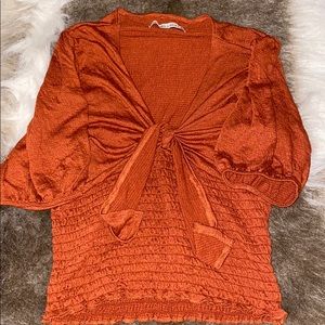 Abercrombie and Fitch burnt orange front tie top